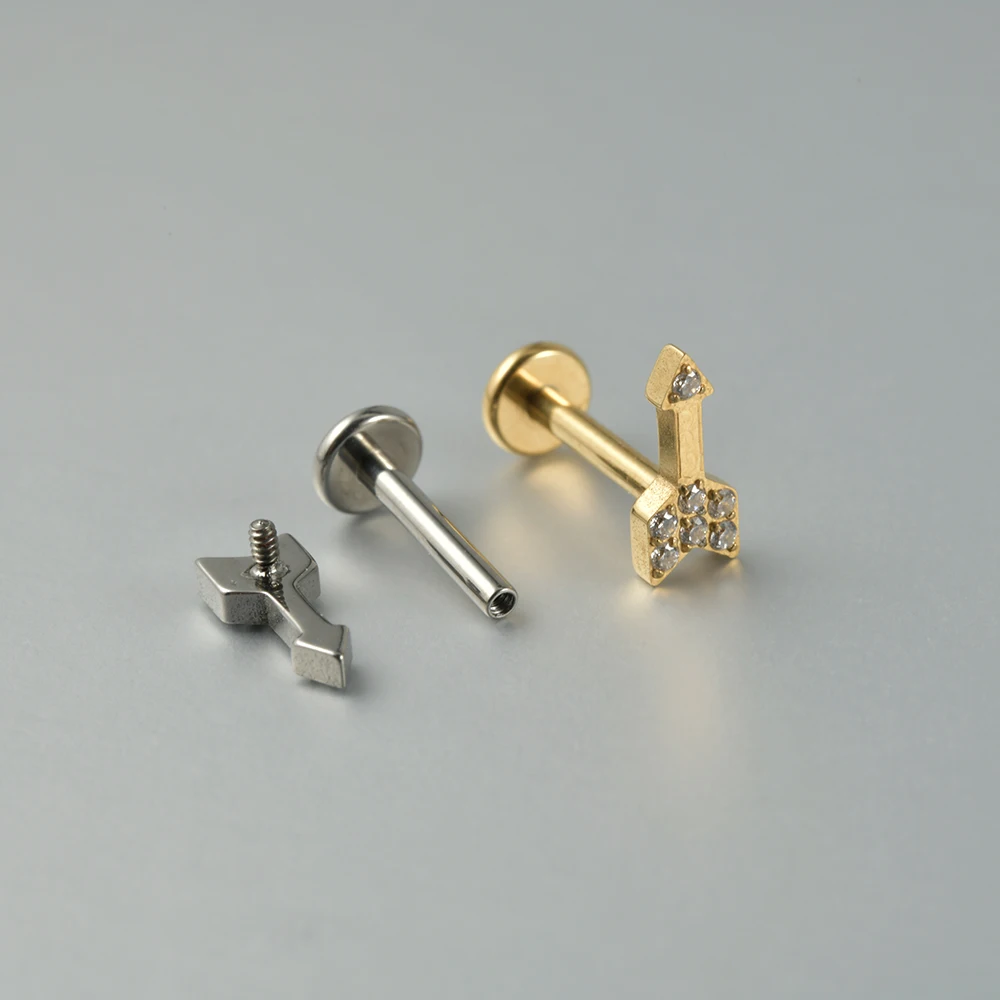 1PC G23 Solid Titanium Zircon Moon Flower Rook Helix Stud Tragus Cartilage Earring Lobe Labret Piercing Body Jewelry 16G