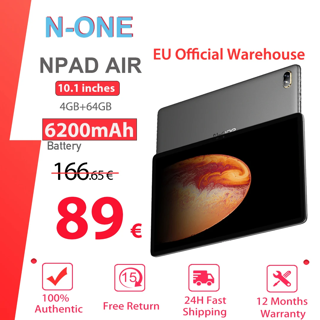 N-one NPad Air 2023 Tablet PC 10.1inch1280*800 FHD IPS 4G Network 4GB RAM 64GB ROM UNISOC T310 Android 12 Type-C Dual Wifi