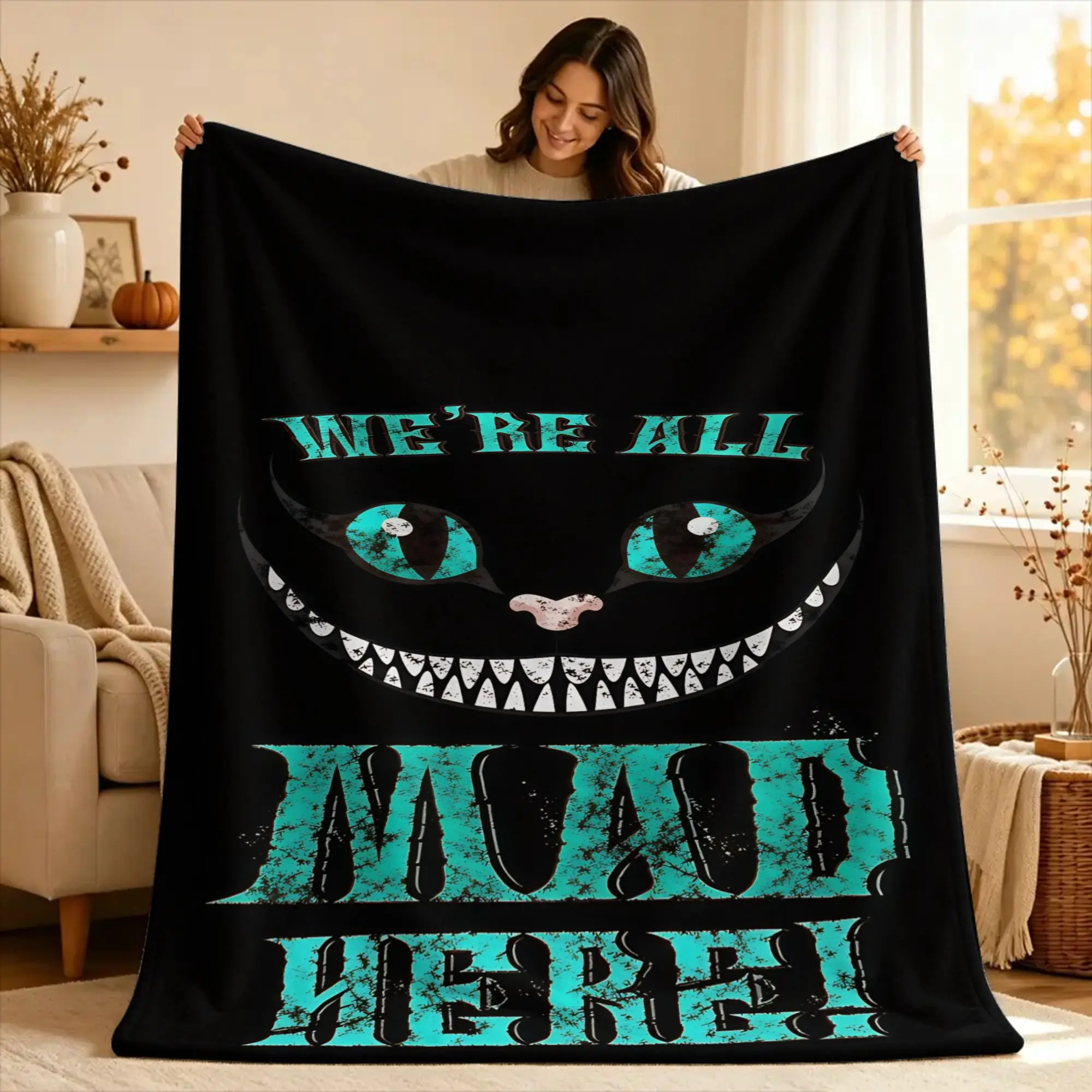 Alice Cheshire Cat  Blankets  Warm Novelty Plush Throw Blanket For Living Room Camping Flannel Bedspread Bed Cover