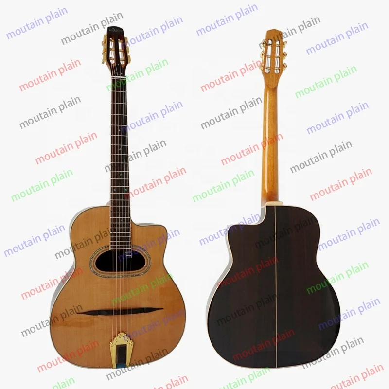 Acoustic Guitar Handmade Professionals Playable Gloss Finish D Hole Arch Top Steel String Gypsy Jazz Manouche