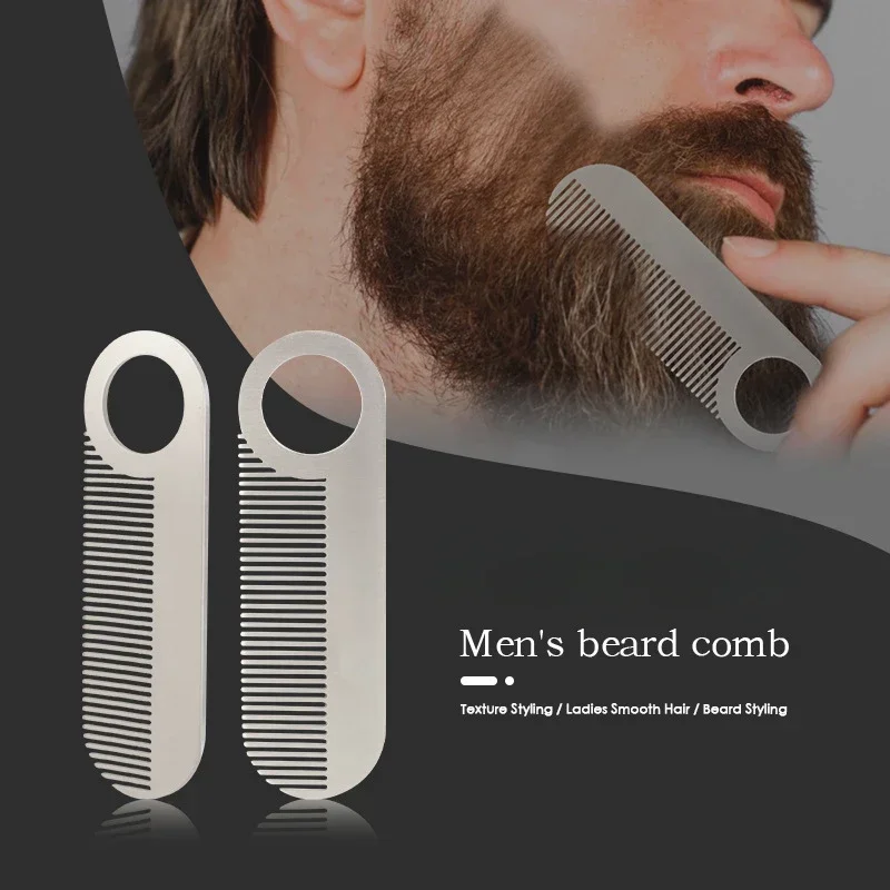 Stainless Steel Men's Beard Comb Portable Mini Oil Head Comb for Barber Mustache Care Shaping Tools Pocket Size Silver Hair Comb