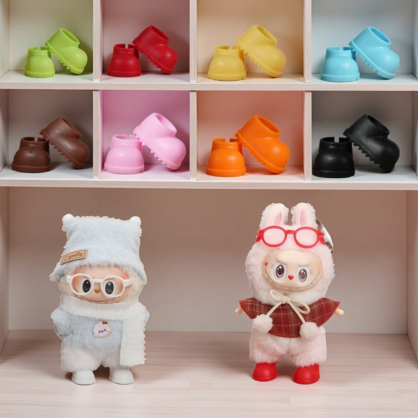 Per scarpe da bambola labubu da 17 cm Accessori per vestiti per bambole in peluche da 17 cm Pantofole indossabili casual Giocattoli per bambini carini Regalo di compleanno