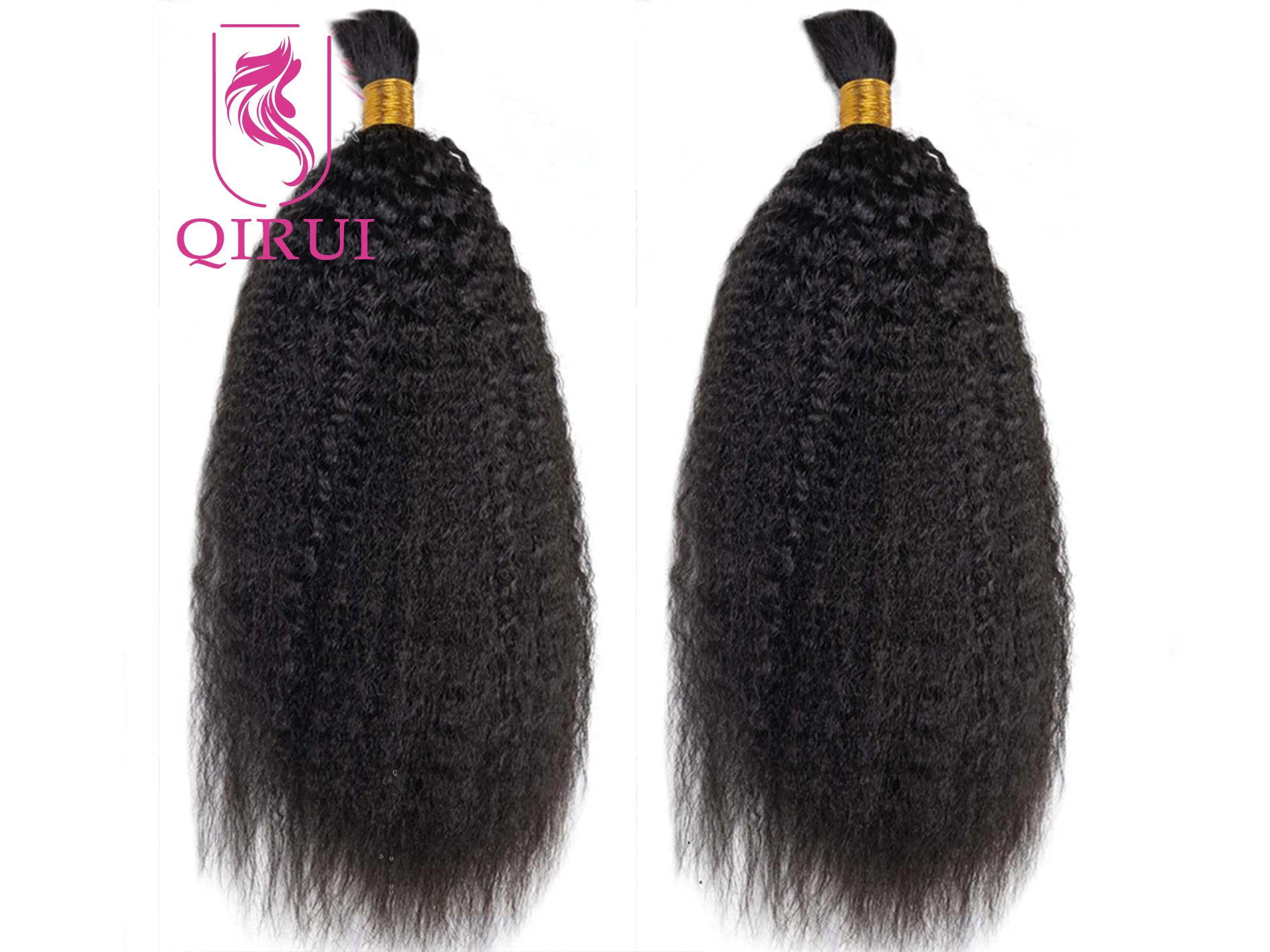 Mongolian Kinky Straight Human Hair Bulk For Braiding Yaki Straight Human Braiding Hair Bulk Hair No Wefts 1/3pcs/Lot For Women