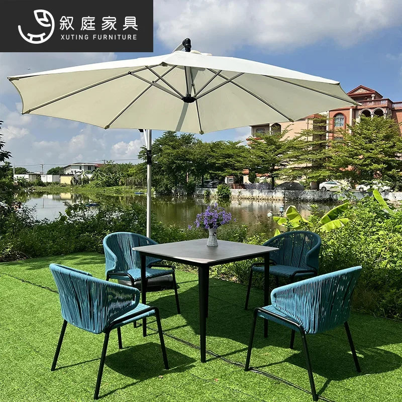 Xuting Villa Outdoor Table and Chair Courtyard Garden Rooftop Single Rattan Chair Outdoor Terrace Yard Rope Knitted Leisure Furn