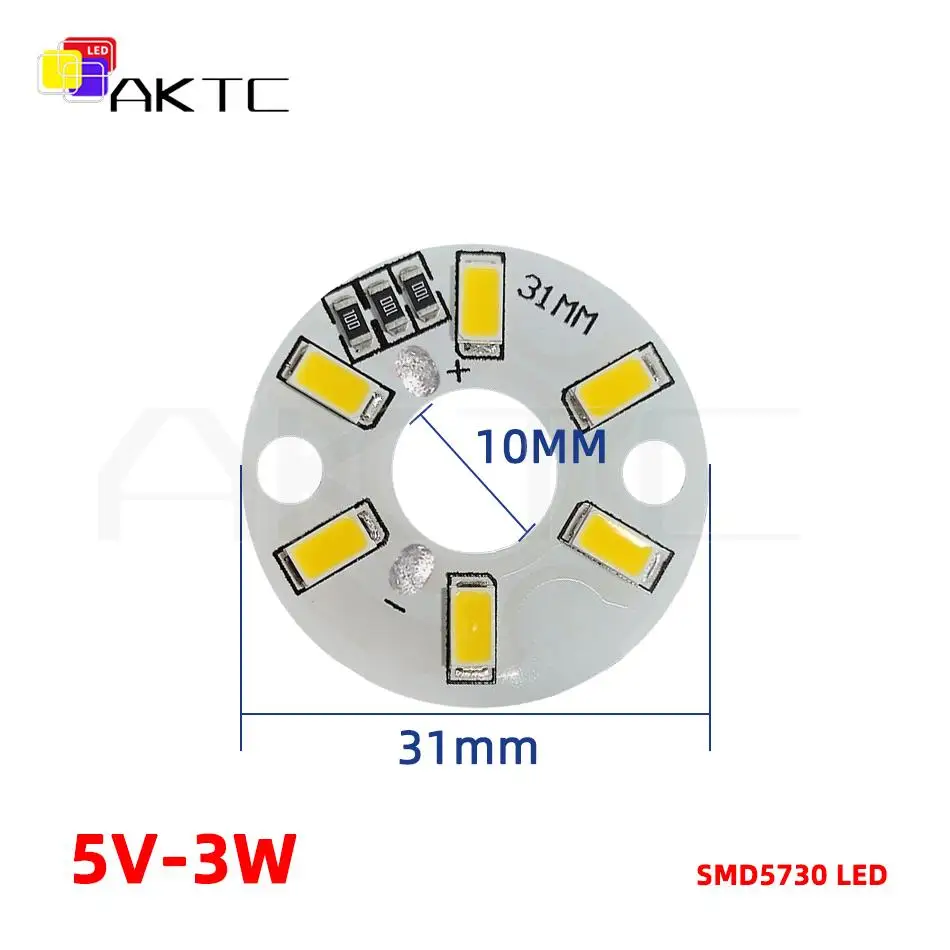10 Teile/los Runde LED-Lichtplatine DC 5 V 3 W Niederspannung 5730 2835 SMD 6 LEDs 3000 K Warm oder Weiß 6000 K Dimmbare Glühbirne Lampenpanel