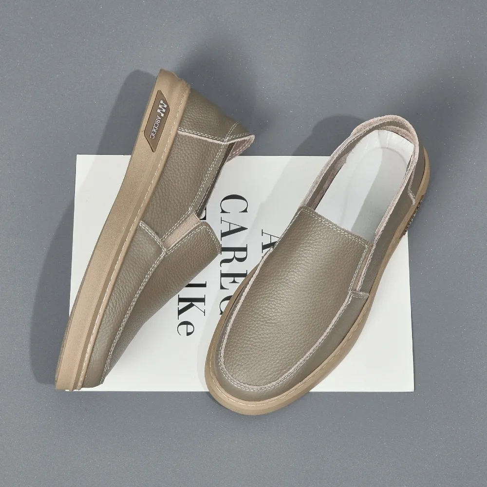 

Men's Casual Leather Shoes Summer New Fashionable Versatile Loafers Soft Sole Soft Surface Reveals Cowhide Mens Shoes zapatos