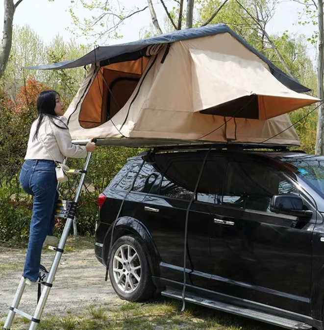 Outdoor Camping Tent Traveling By Car The Soft-top Canvas Roof Tent Tourism Gazebo