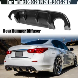 Rear Diffuser Bumper Lip Carbon Fiber Look / Black Boot Bracket Spoiler For Infiniti Q50 2014 2015 2016 2017 Car Styling