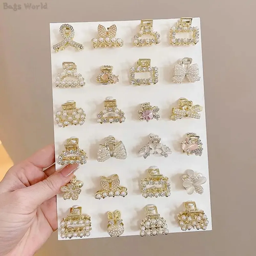

New Alloy Pearl Hair Clip Pearl Retro Mini Hair Hairpins Rhinestone Small Crab Claw Clip