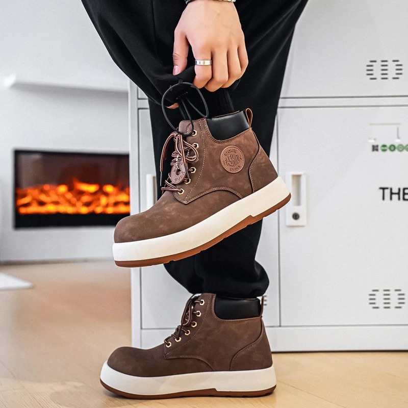 أحذية VIPOL خريفية جديدة للرجال غير رسمية للمشي لمسافات طويلة على الطراز البريطاني، نعل سميك لزيادة الارتفاع ملابس عمل كبيرة الرأس أحذية غير رسمية