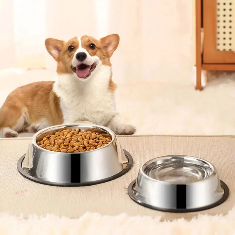 

Stainless Steel Pet Bowl 6 Different Sizes Feeder Skidproof Anti-ant Round Shape Cat Dog Bowls Food Accessories Pet Supplies