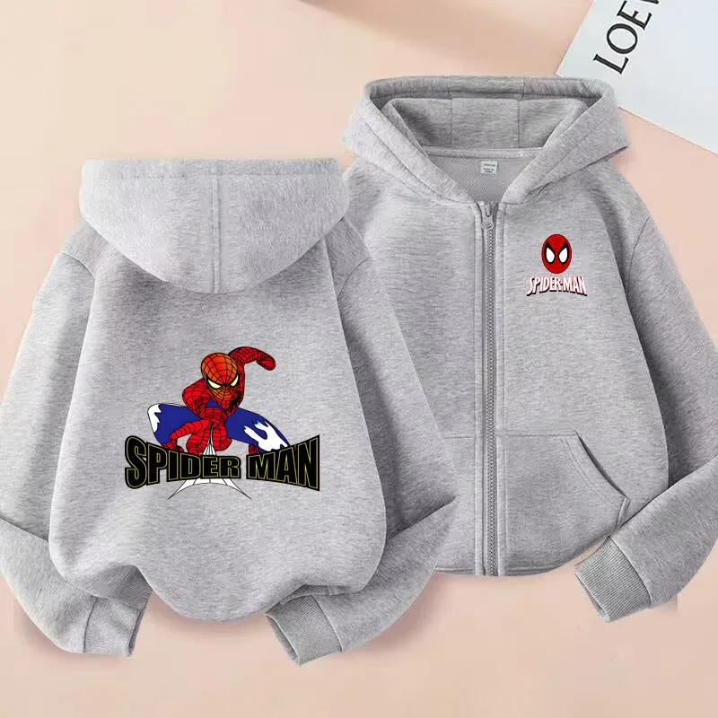 

Spider-Man Kids Zipper Hoodie Cartoon Print Long-Sleeved Sweatshirt Autumn Casual Top for Boys And Girls Outdoor