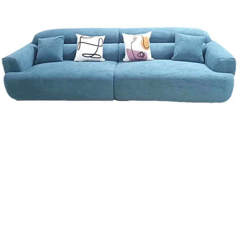 

Sofa Italian minimalist technology cloth straight row lazy small apartment