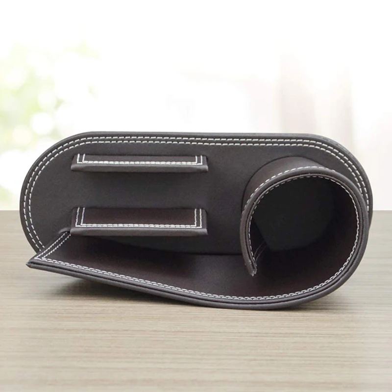 Suporte de caneta de personalidade elegante de couro PU, organizador de papelaria de mesa multifuncional criativo, caixa de armazenamento multifuncional