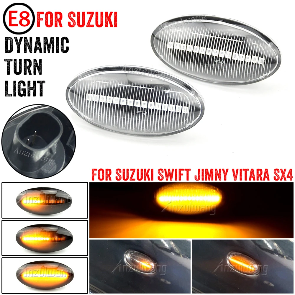 2pcs Dynamic LED Side Marker Turn Signal Lights Indicator Amber Repeater Car Lights For Suzuki Swift Jimmy Vitara SX4