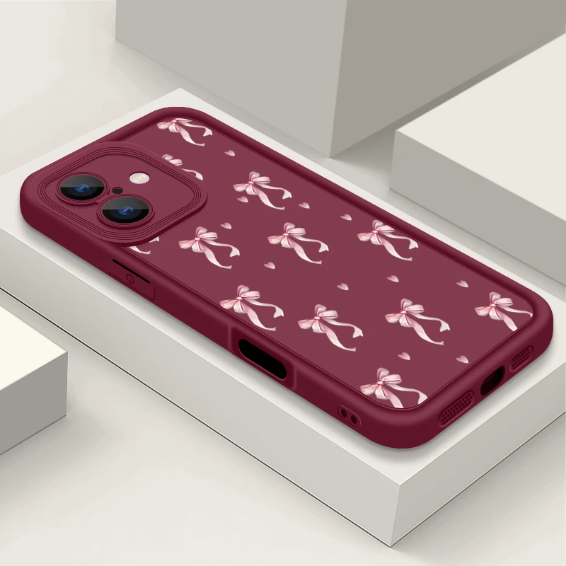 Stoßfeste, mit rosa Schleifenmuster bedruckte Hülle für iPhone 18 Pro Max, 17, 17e, 16, 15, 14, 13, 12, 11 Pro Max, 16e – weiche Silikon-TPU-Handyhülle. – Detail 10
