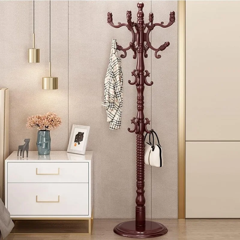 XIMSPHY Coat Rack Freestanding, Wooden Coat Rack Stand with 14 Hooks, Adjustable Floor Tree Coat Hanger for Bedroom ,185x43cm