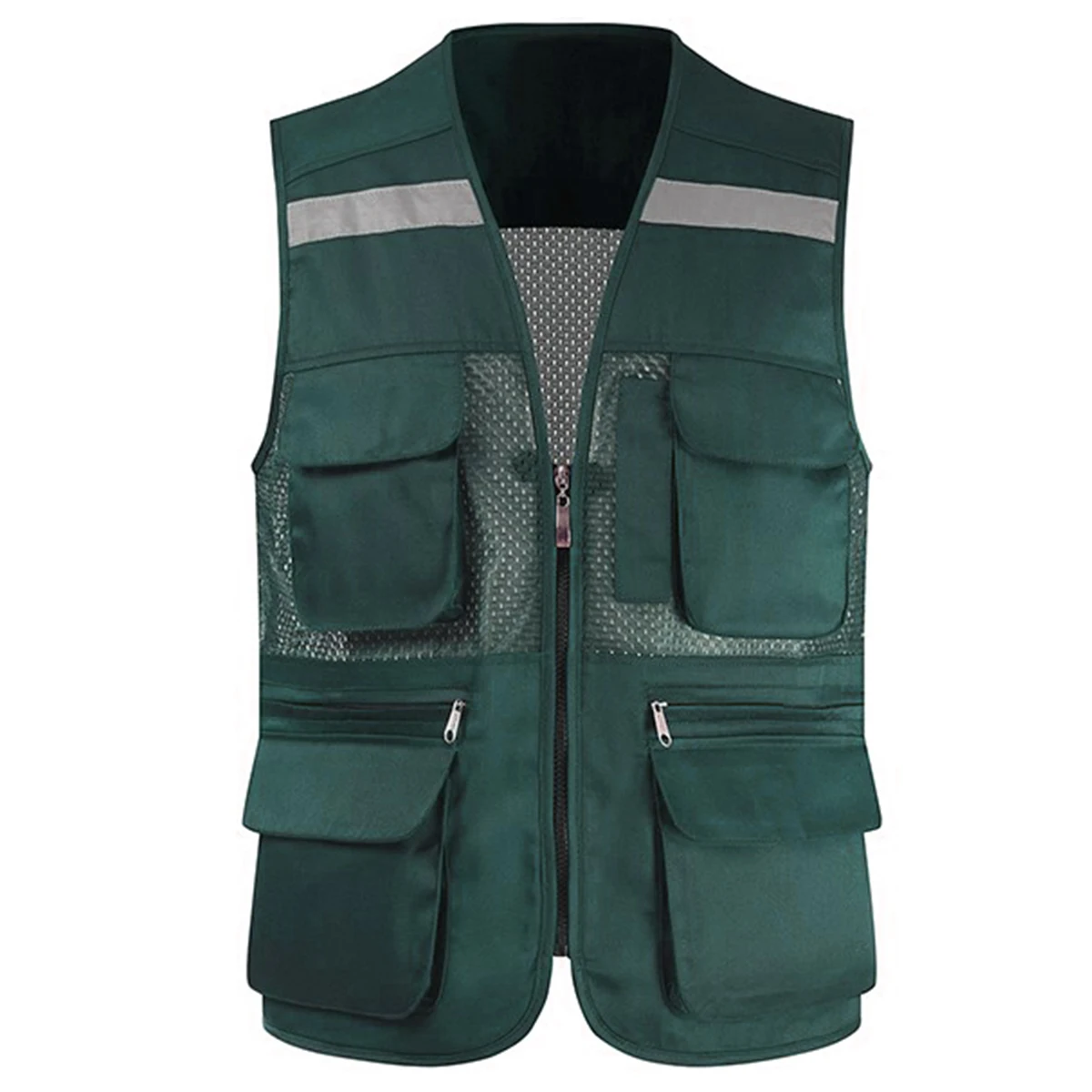 Men\'s Vest Tool Coat Fashion Summer Photographer Waistcoat Mesh Work Sleeveless Jacket Tool Multi Pockets Vest Male