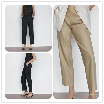 Damskie spodnie z wysokim stanem, proste nogawki, bawełniane, codzienne, na wiosnę i lato, nowe, wyszczuplające, wygodne, w stylu streetwear.