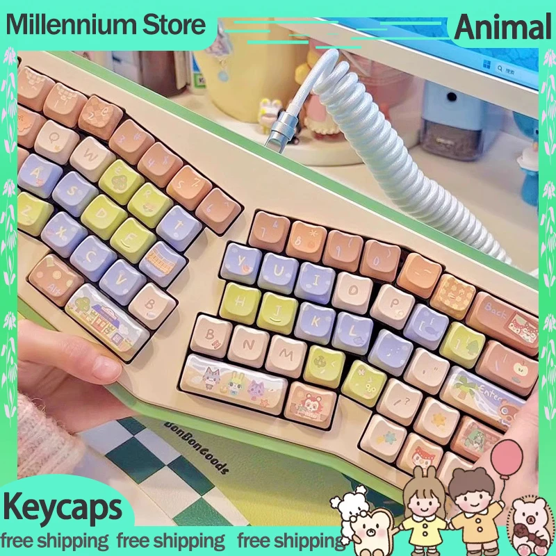 

Колпачки для клавиш Animal Crossing, колпачки для клавиш Mao/Moa, 142 клавиши, милые колпачки для ключей по индивидуальному заказу, подарочная крышка для ключей с котом, термоподставка для механической клавиатуры