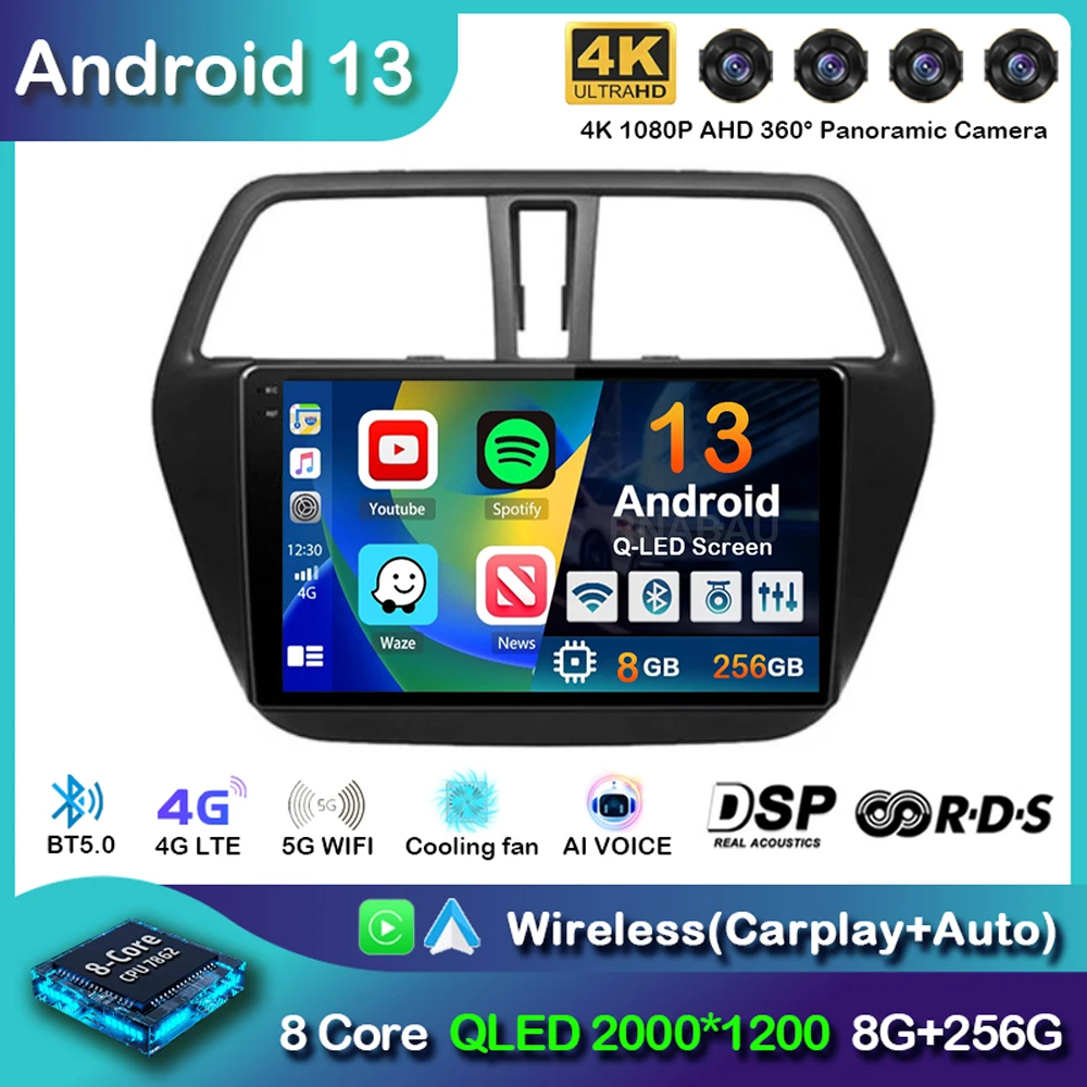 

Android 13 Carplay Авто WIFI + 4G автомобильное радио для Suzuki SX4-CROSS 2014-2017 мультимедийный видеоплеер навигация GPS стерео головное устройство