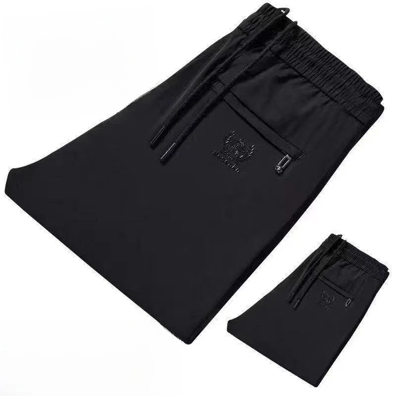 Pantaloni casual traspiranti in seta di ghiaccio sottile estiva da uomo gamba dritta ampia sportiva lunga orts Qui Dry tubo dritto a vita alta