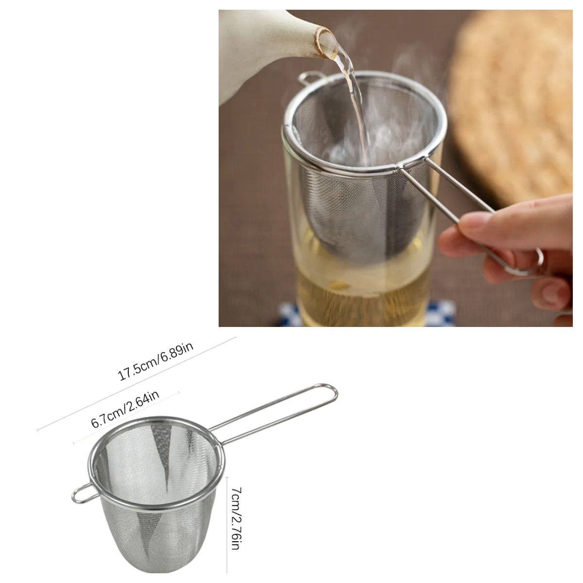 1 Stück Wiederverwendbarer Tee-Filter Teekannensieb in Einohrform Kaffee-Kräuter-Gewürz-Diffusor mit Edelstahl-Teefilter-Griff