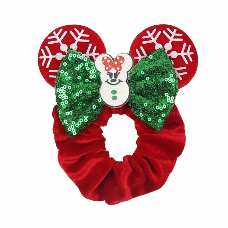 10 Stks/Partij Disney Christmas Mouse Ears Velvet Hair Scrunchies For GirlsWomen Sequins 4\