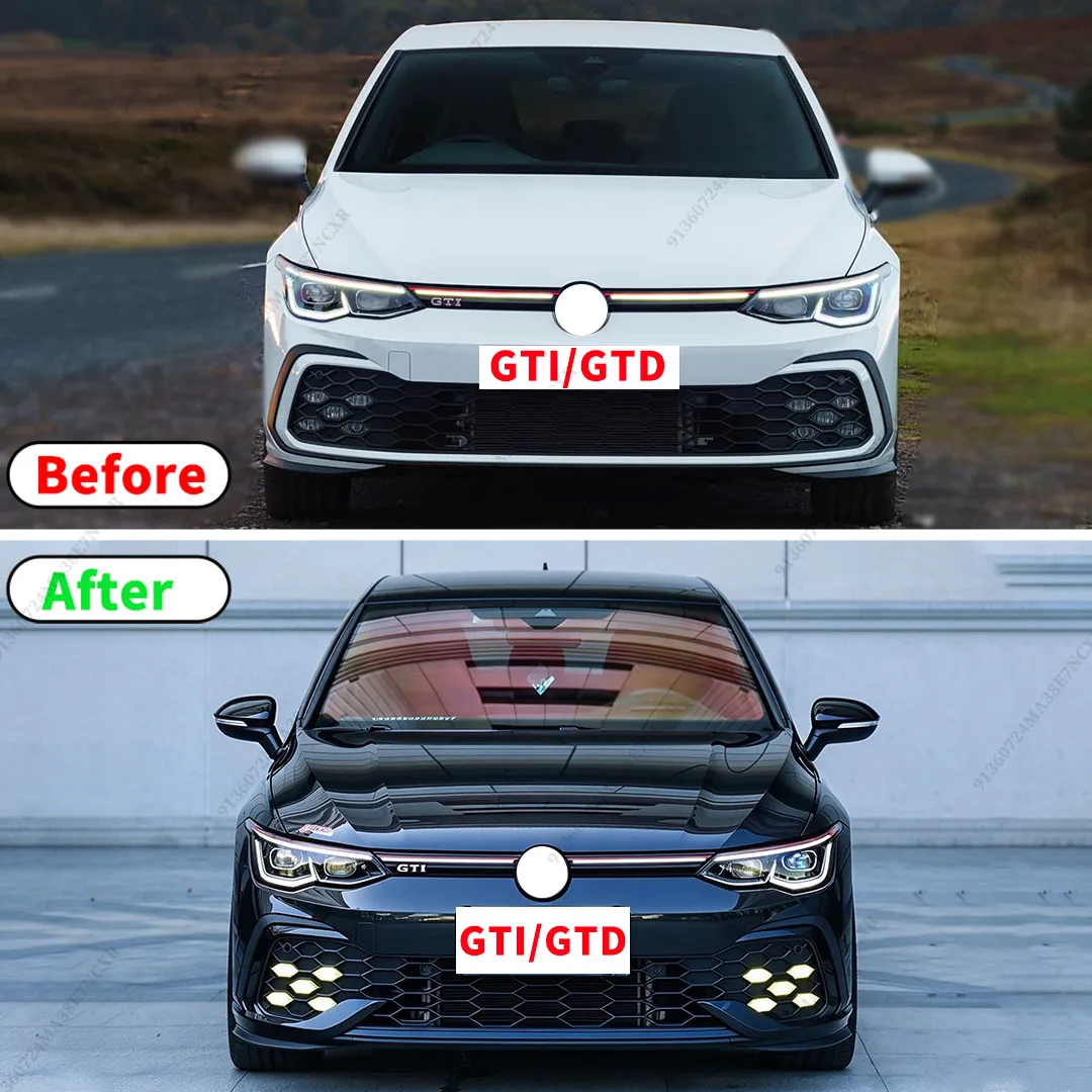 Fangs Front Bumper Air Canards Fog Lamp Cover Trim For 2020-2024 Golf MK8 GTI GTD R-Line Wind Splitter Spoiler Body Kit Tuning
