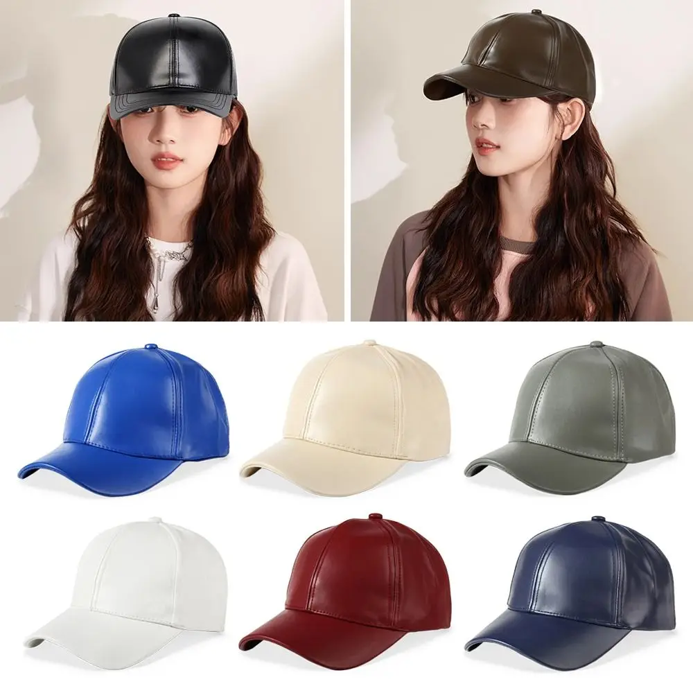 Casual Outdoor Sports Leather Baseball Caps Autumn Winter Adjustable Thermal Hats Hip Hop Dad Hats for Men Women