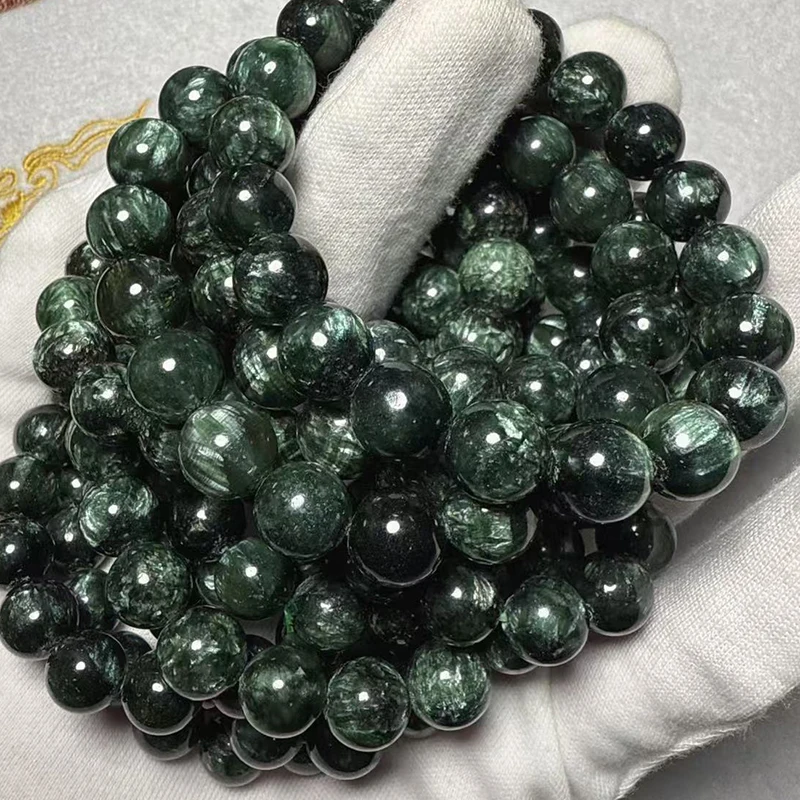 Meihan- Natural A Seraphinite Smooth Round Beads Fashion Jewelry For Jewelry Making DIY  Wholesale