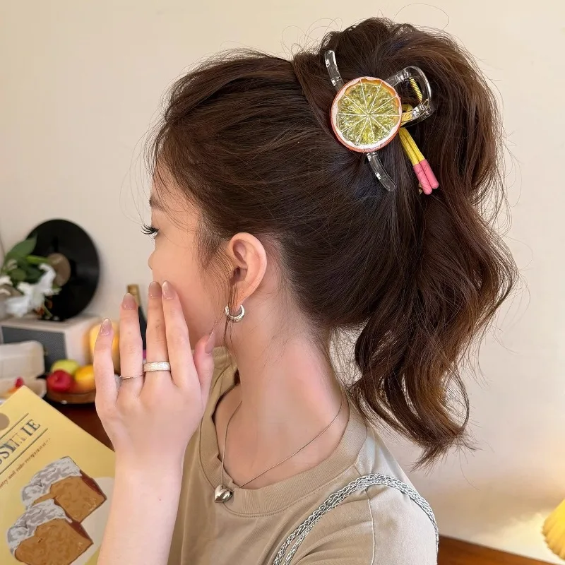 Haarklammer für Frauen Zitronengelbe Haarspangen Niedliche Schleife für den Hinterkopf Boho Haaraccessoires Süßer Minimalistischer Sommerstil – Detail 4