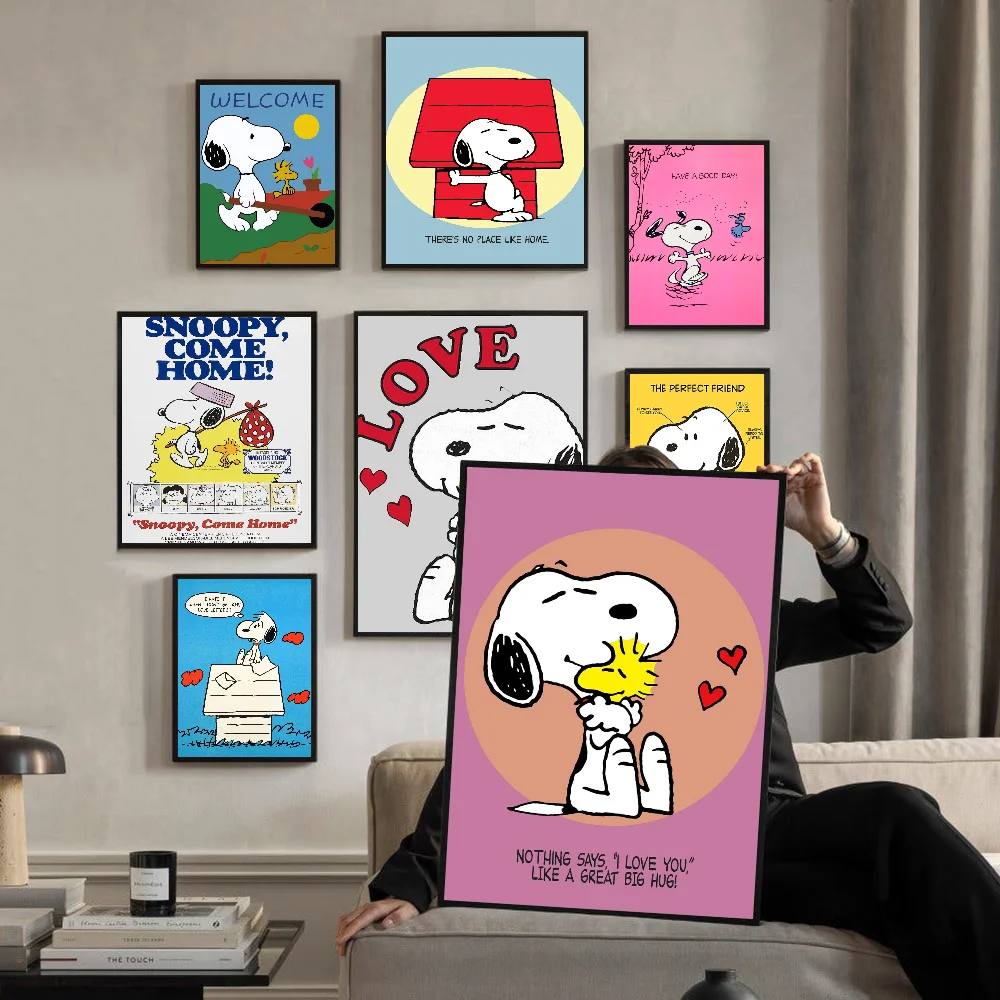 Kawaii Cartoon Comics S-Snoopy Poster Sticky HD Quality Wall Art Retro Posters for Home Kawaii Room Decor