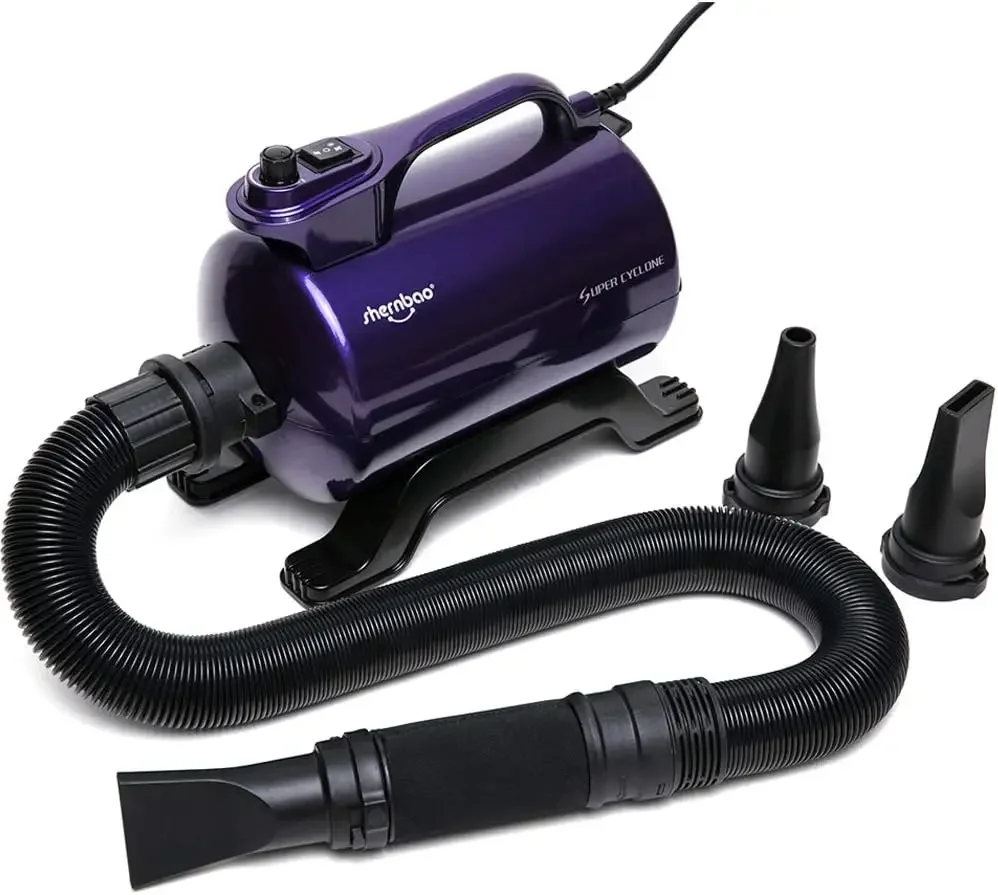 High Velocity Professional Dog Pet Grooming Hair Drying Force Dryer Blower 5.0HP (Super Cyclone) SHD-2600P (Purple)