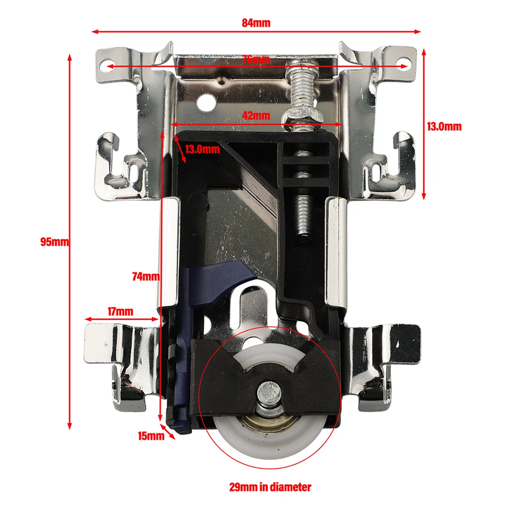

Механизм для раздвижных дверей шкафа, легко устанавливаемый, серебристо-черный, ролики для деревянных дверей, нейлоновые шкивы, пластиковые компоненты