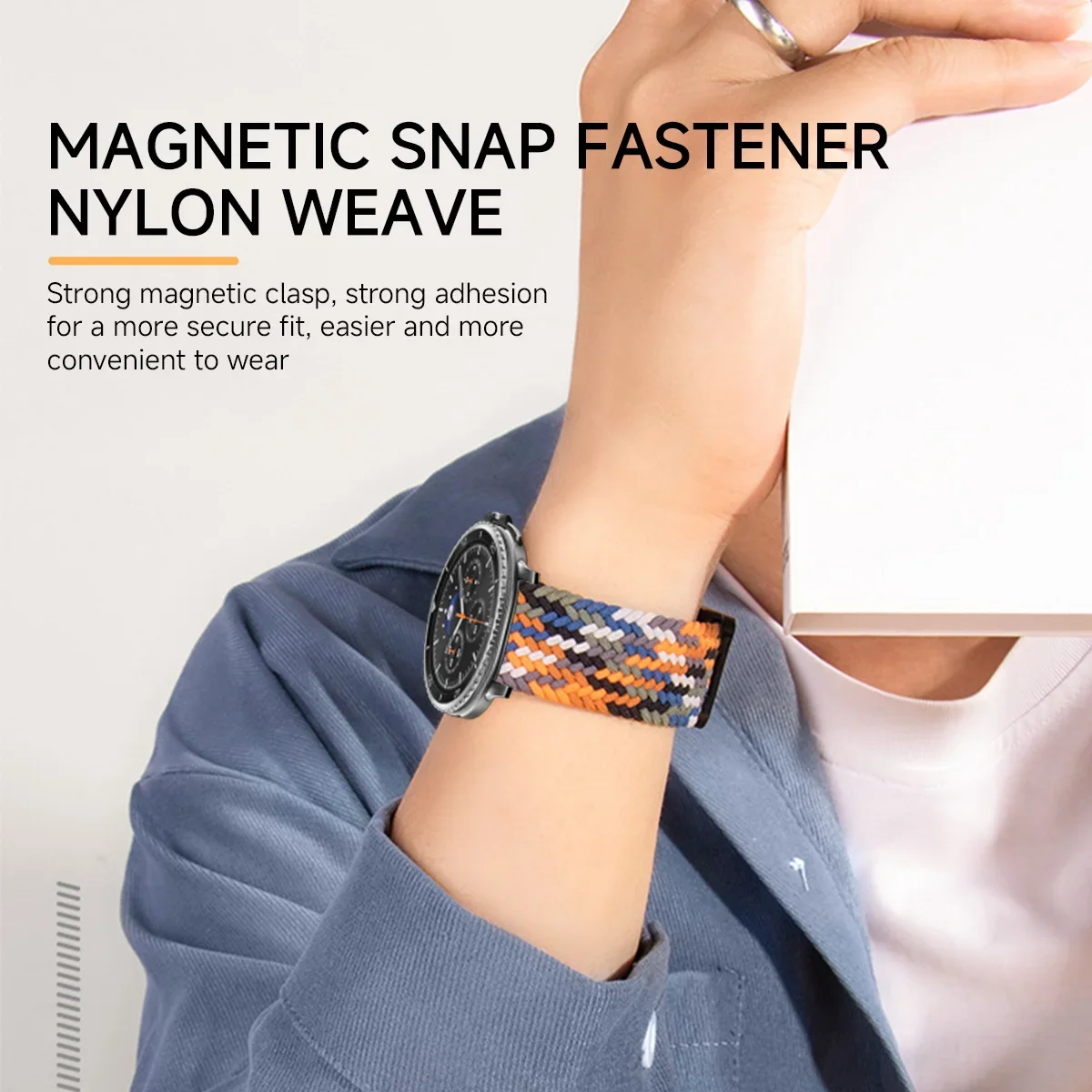 Магнитный нейлоновый ремешок для Samsung Galaxy Watch 8, 40 мм, 44 мм, плетеный браслет Solo Loop для Samsung 8, классический регулируемый ремешок 46 мм