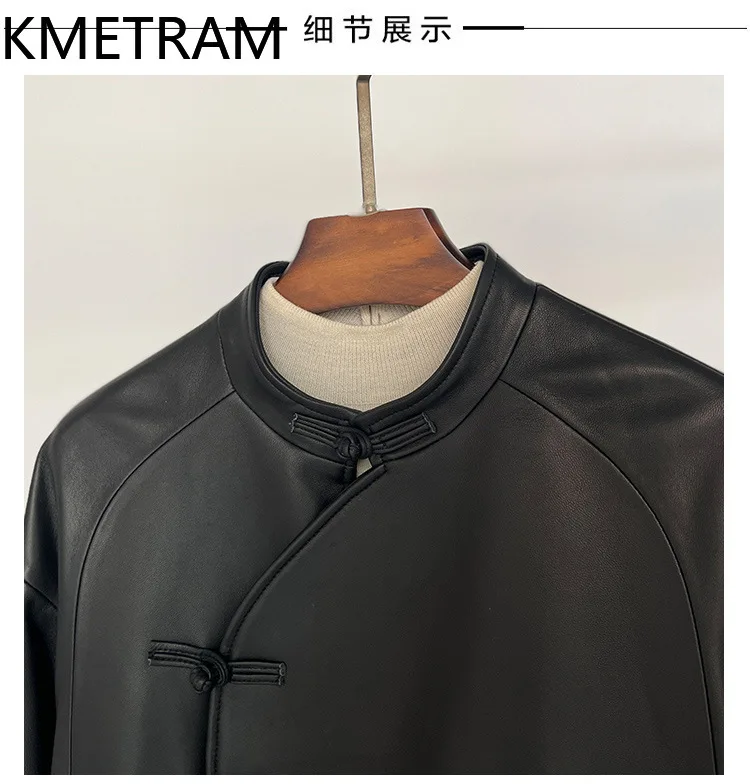 Giacca in pelle di pecora naturale al 100% Donna Giacche vintage in vera pelle nera Novità in capispalla Abiti autunnali 2025 Donna дубл Sbianка