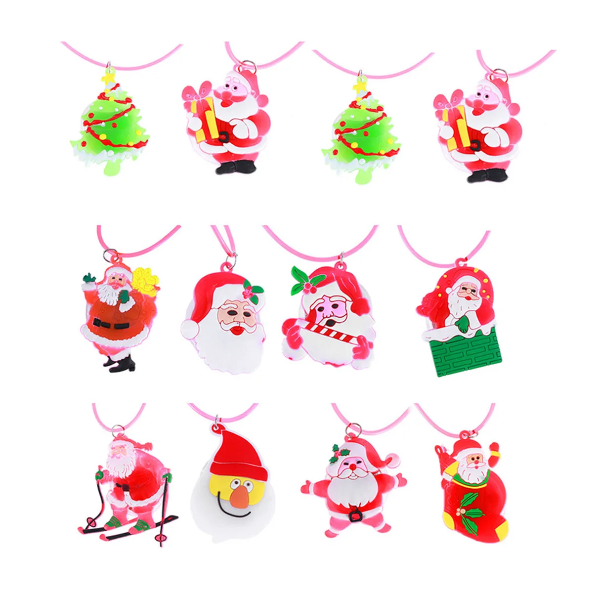 

12pcs Light up Necklace Comfortable Wear Cartoon Patterns LED Christmas Favors Kids Adults Party Gifts