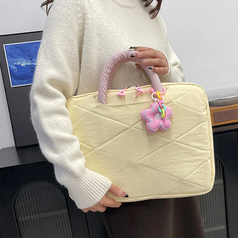 軽量で厚みのあるノートパソコン保護ケース、大型通勤用ノートパソコンブリーフケース、花柄ペンダント付きノートパソコンスリーブバッグ
