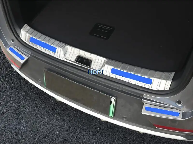 For BYD Song Plus 2020 + Car Styling Auto Rear Bumper Foot Plate Frame Trunk Guard Decoration Accessories Exterior Sticker Cover