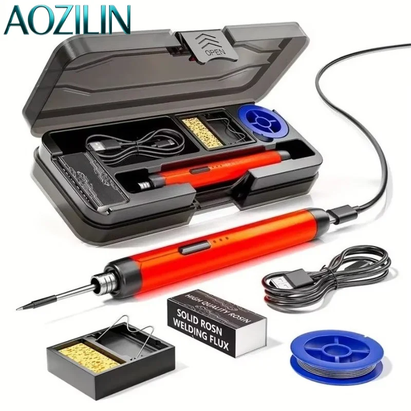 AOZILIN USB Rechargeable Soldering Iron 5V 8W Portable Lithium Battery Welding Kit DIY Repair Tools Multiple Colors