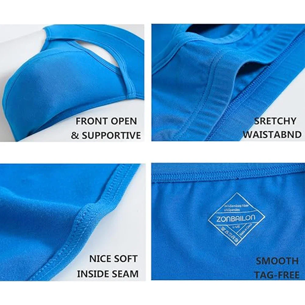 Jinshi Mens Underwear Bamboo Viscose Briefs Sexy Breathable Soft Pouch Bikini Panties