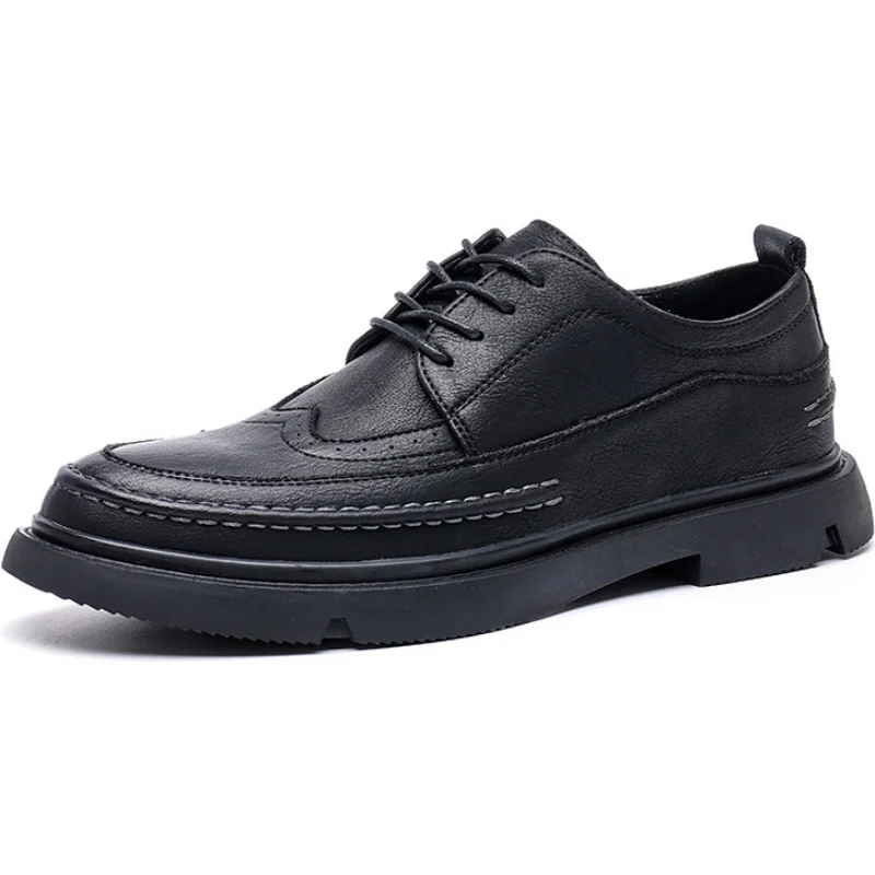 

Autumn New British Style Casual Leather Shoes 2025 Men's Business Block Heel Loafers High Quality Comfortable Leather Shoes