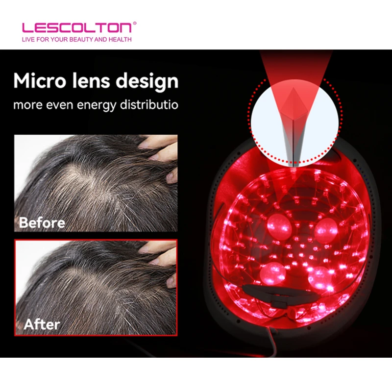 Lescolton Casco per la crescita dei capelli LLLT Macchina per il trattamento della perdita dei capelli Berretto per la ricrescita dei capelli Prodotti per la crescita dei capelli Anti-off per uomini e donne