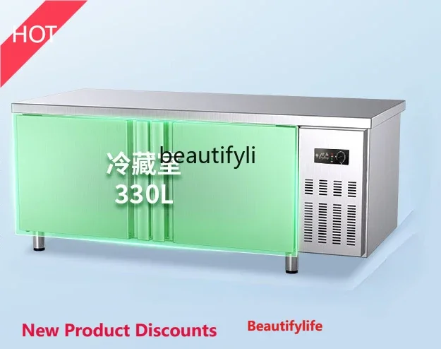 Refrigerated Table Cabinet Freezer Industrial Refrigerator Flat Cold Fresh Water Bar Chopping Board Freezer Commercial Use