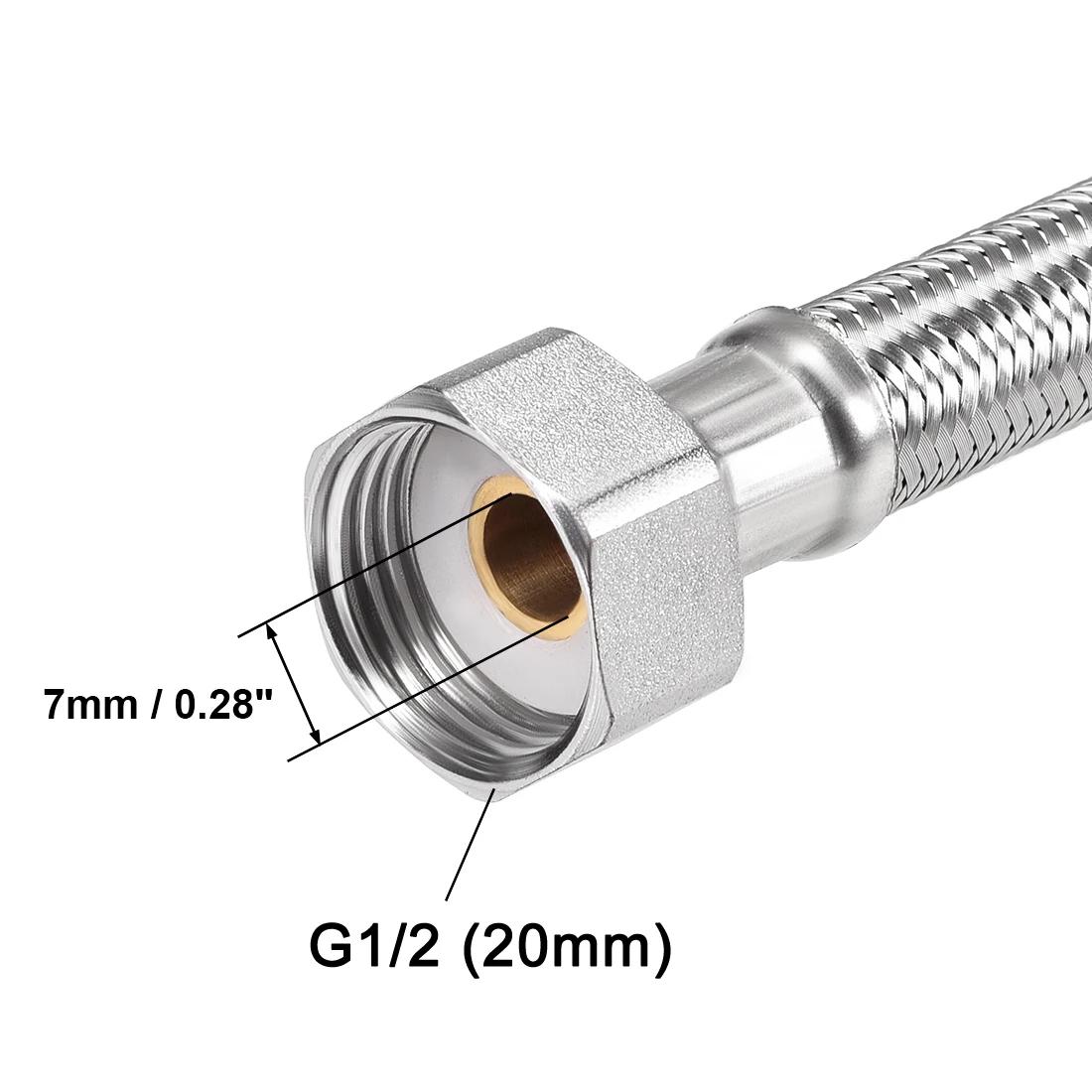 G1/2 FemalexG1/2 Male 304 Stainless Steel Braided Hose Cold Hot Water Pipe Toilet Faucet Connection Pipe Faucet Supply Line Hose