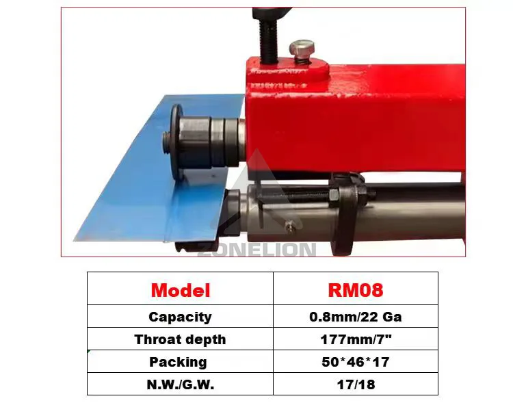 RM08 22Ga Mild Steel Plate 6 Set Dies Manual Rotary Forming Machine Bead Roller Hand Rolling Tool