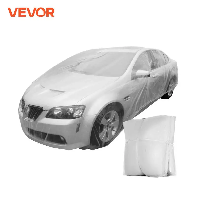 VEVOR Plastic Universal Full Car Cover 10 Individual Packages Disposable 3.8 X 6.6 m Size Rain Dust Shelter for Most Sedan Car