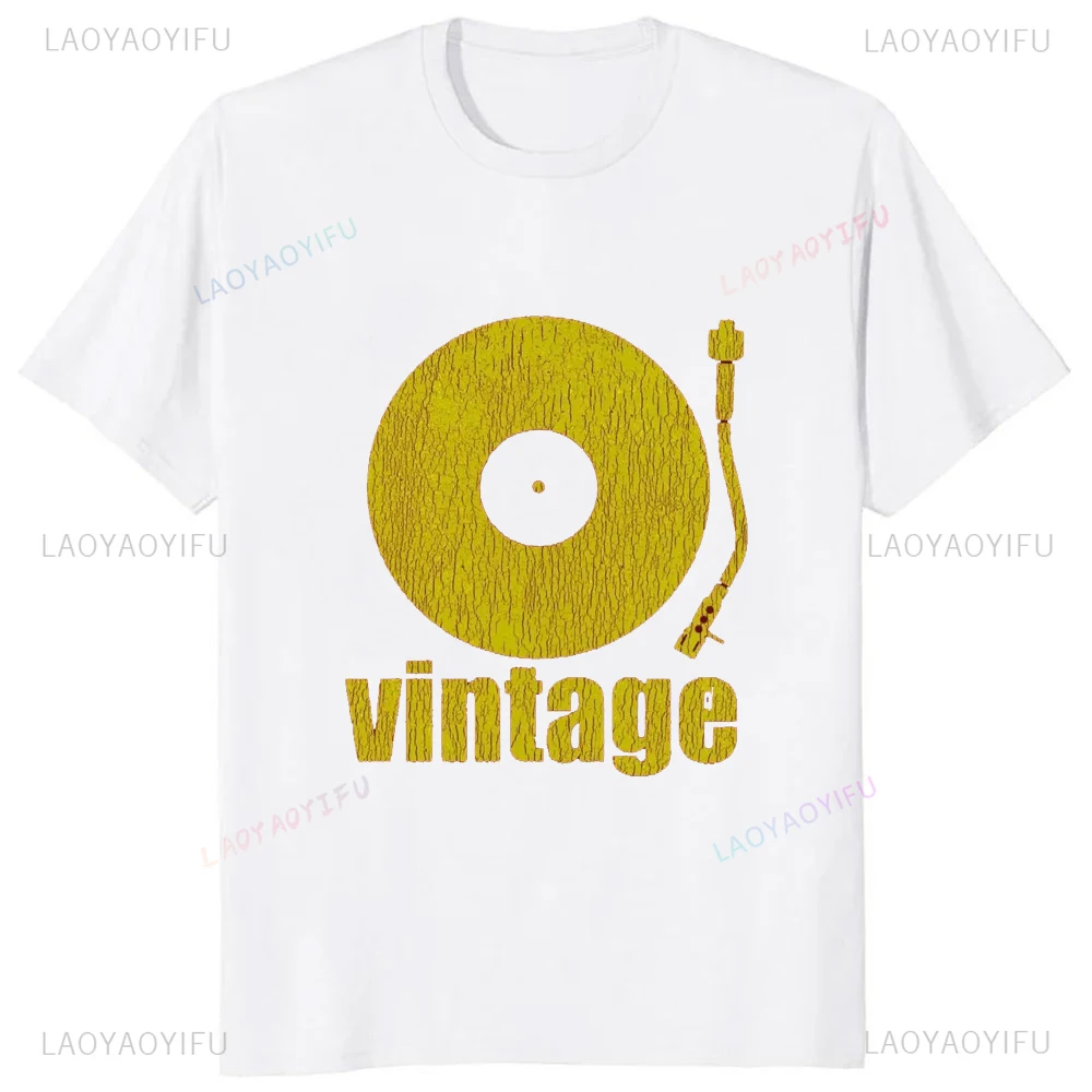 Vintage Dj Music Vinyl T Shirt Classic Record Collector Printed Tshirt Casual Fashion Streetwear Hip Hop Man T-shirt Y2k Tees