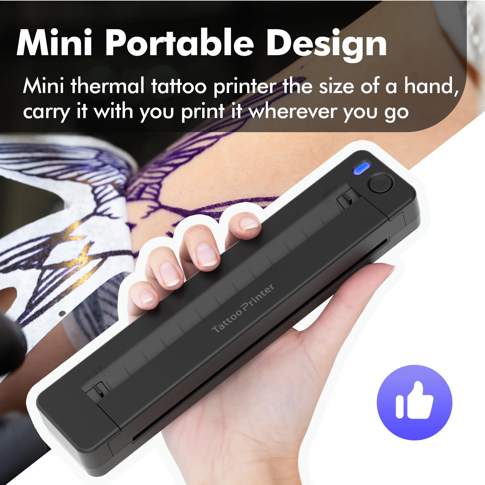210mm Wireless Bluetooth Thermal Printer for Tattoo Stencils & Documents - Portable and Ink-Free Home Use
